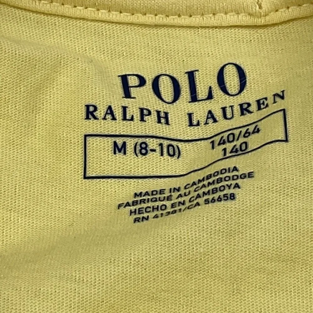 NEW Polo Ralph Lauren Polo Bear T-Shirt Girls Medium 8/10 Yellow Banana Peel